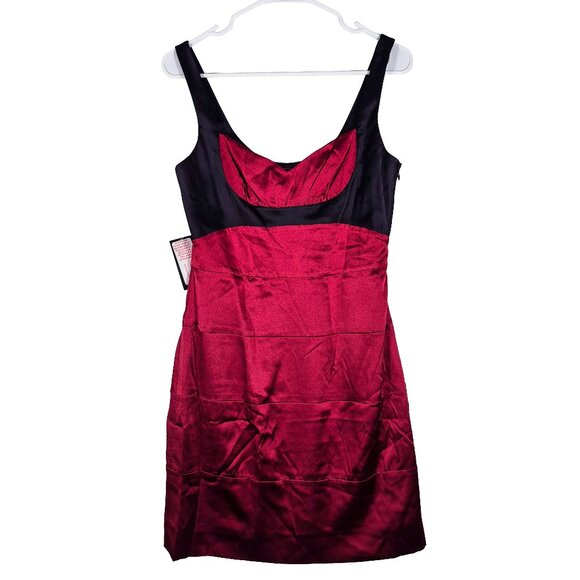 BCBGMaxAzria Red Black Silk Formal Dress  Sz 8 MSRP $260 - Picture 1 of 5